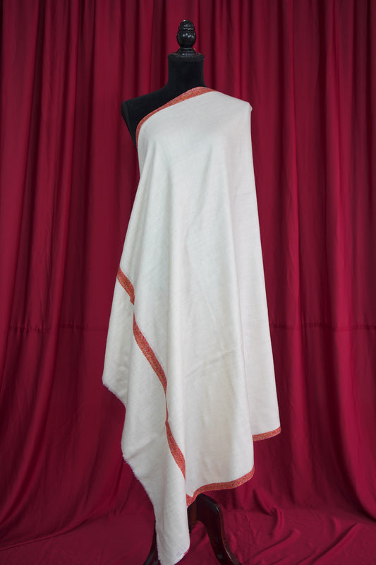 white GI embroidery pashmina shawl 9522