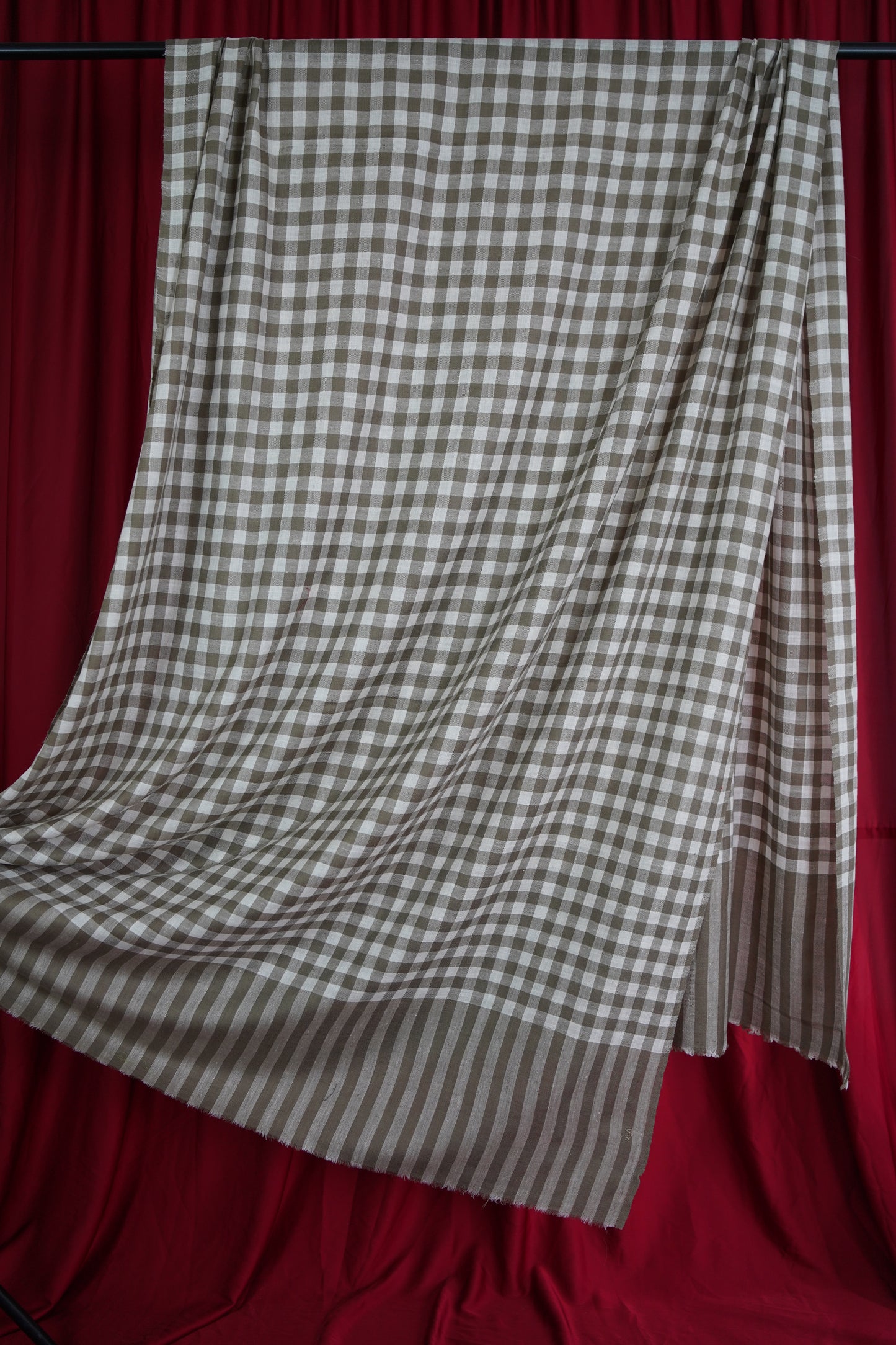 natural and white checked XL pashmina shawl 9530
