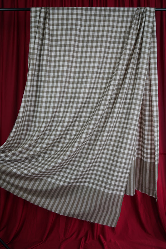 natural and white checked XL pashmina shawl 9530