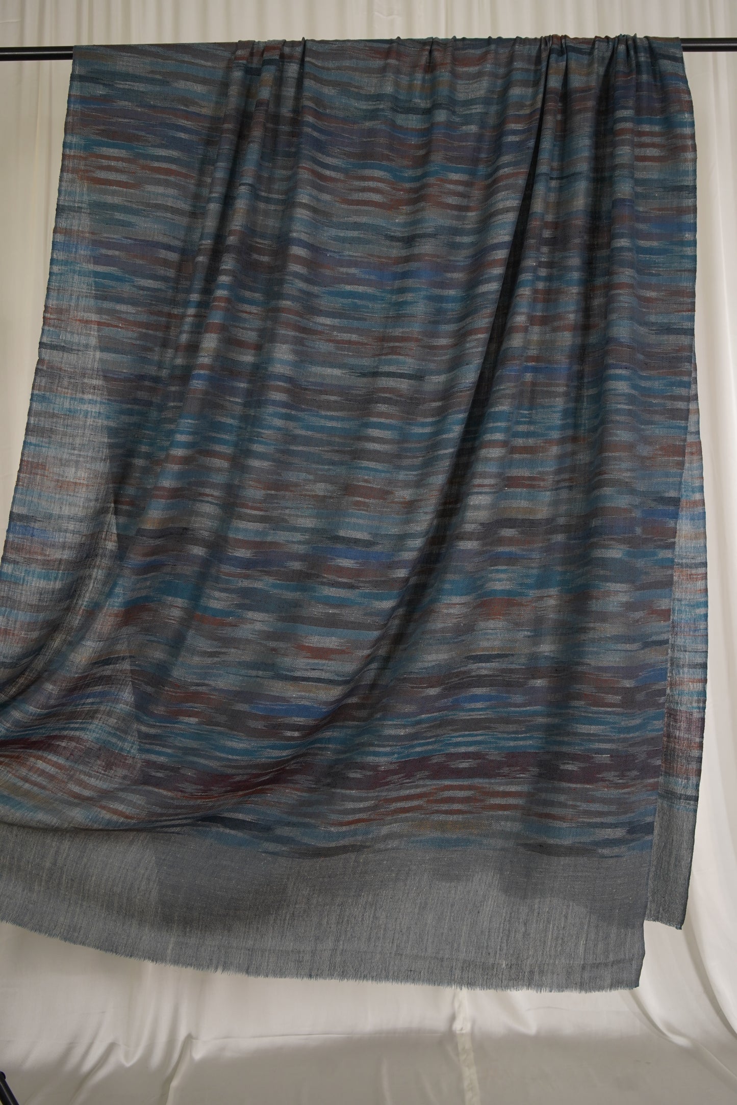 greyish blue ekat weave XL pashmina shawl 9531
