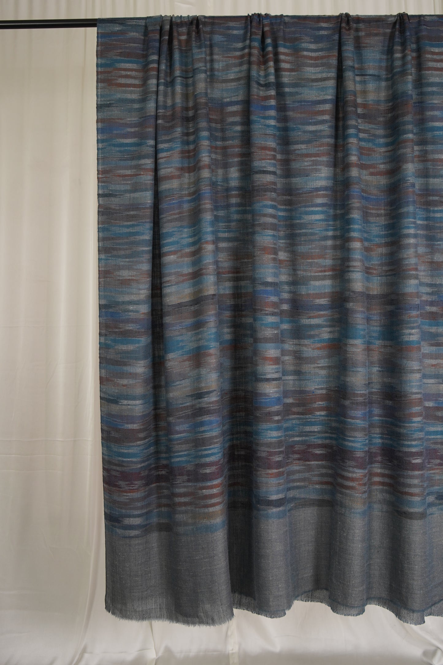 greyish blue ekat weave XL pashmina shawl 9531