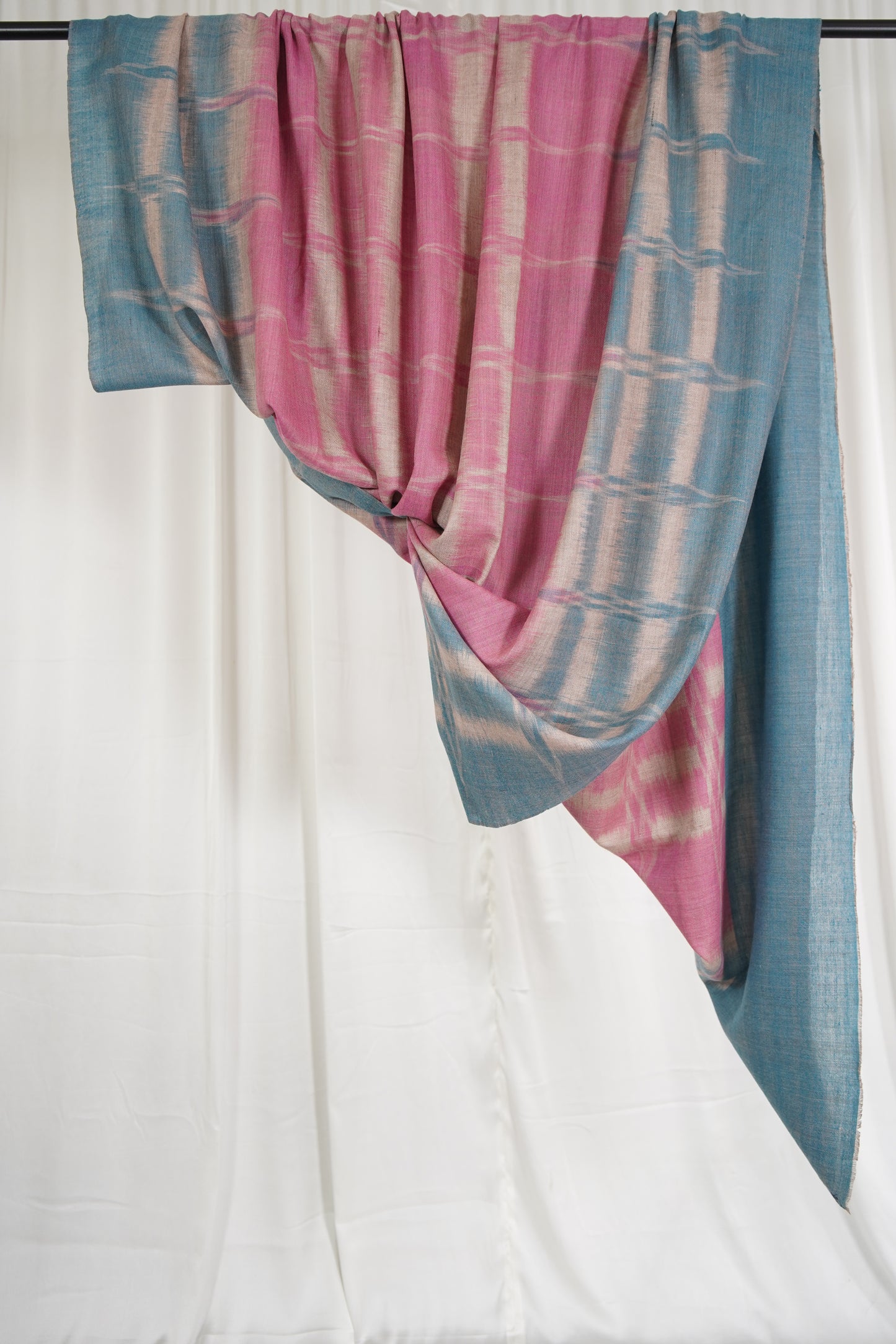 pink and blue XL ekat weave pashmina shawl 9533