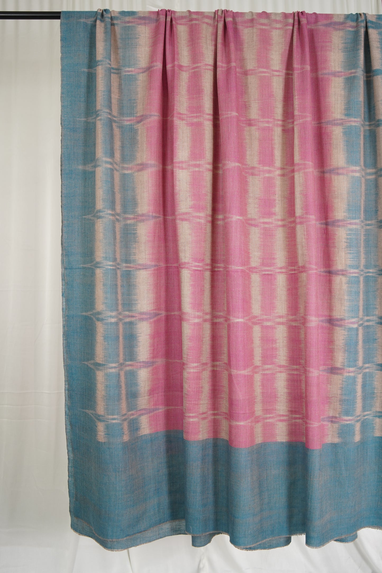 pink and blue XL ekat weave pashmina shawl 9533