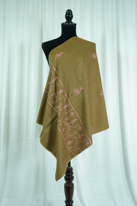dark flaxen butis embroidery pashmina stole 9540