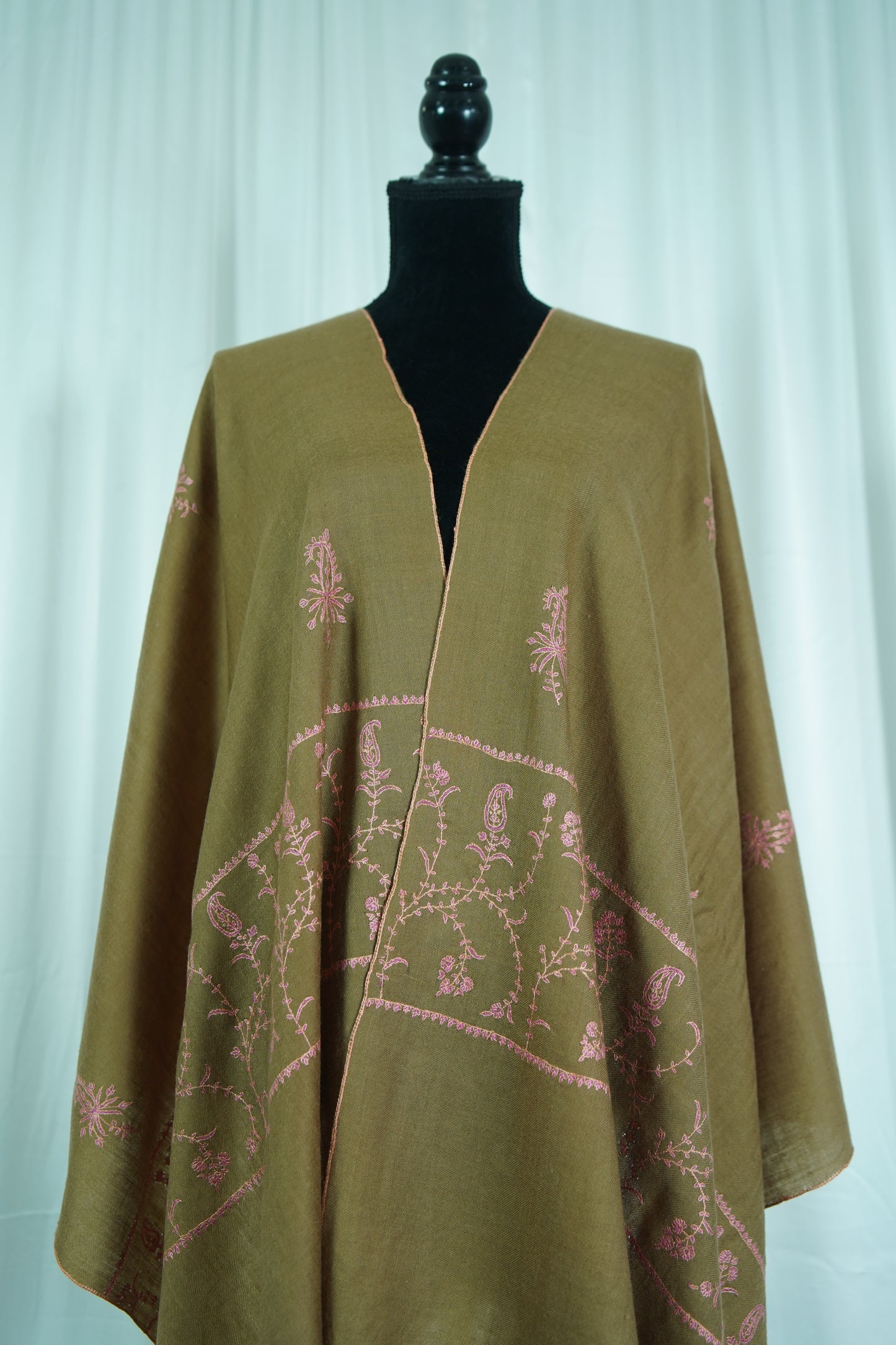 dark flaxen butis embroidery pashmina stole 9540