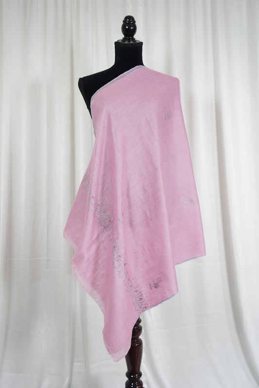 amaranth pink embroidery pashmina stole 9541