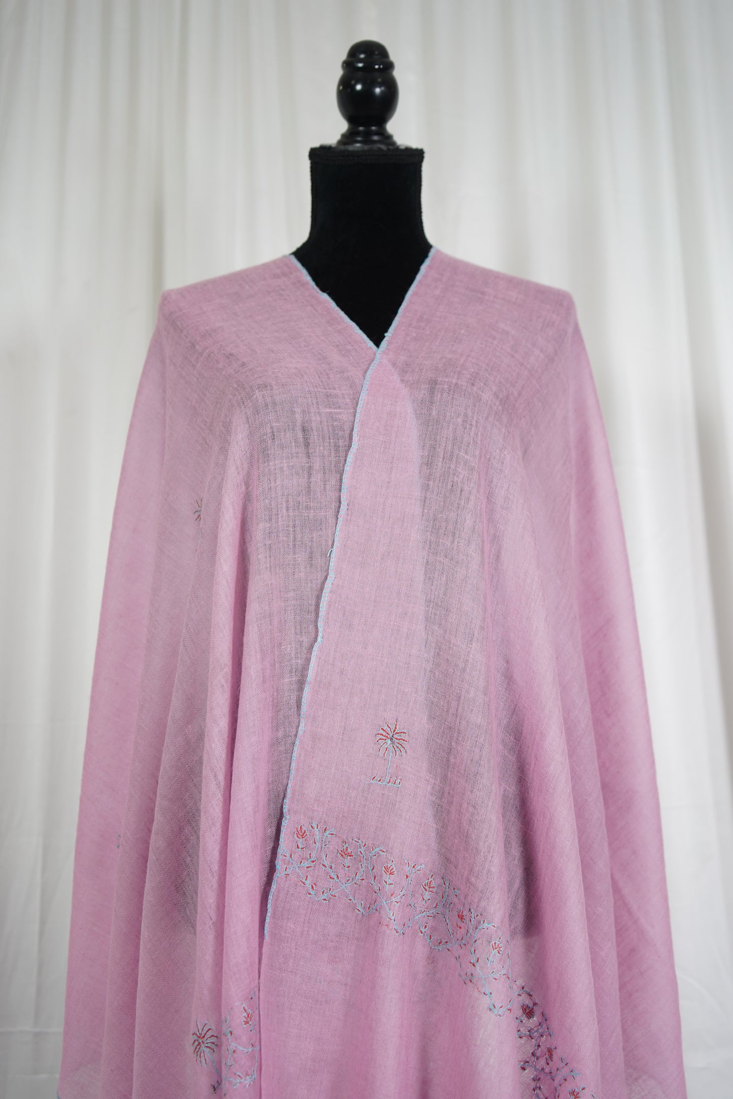 amaranth pink embroidery pashmina stole 9541