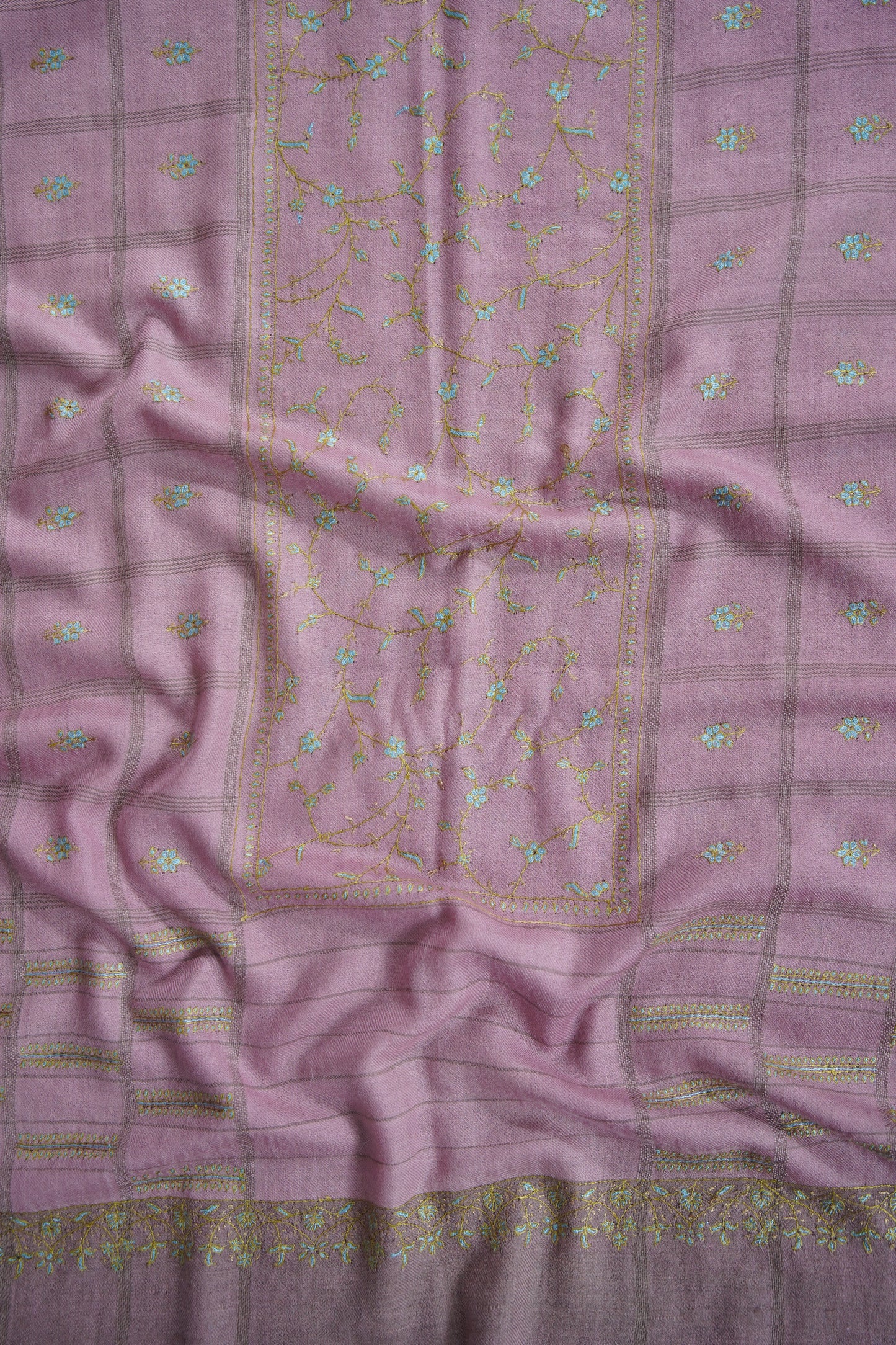 candy floss pink GI embroidery pashmina stole 9542