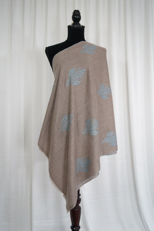 natural butis GI embroidery pashmina stole 9543