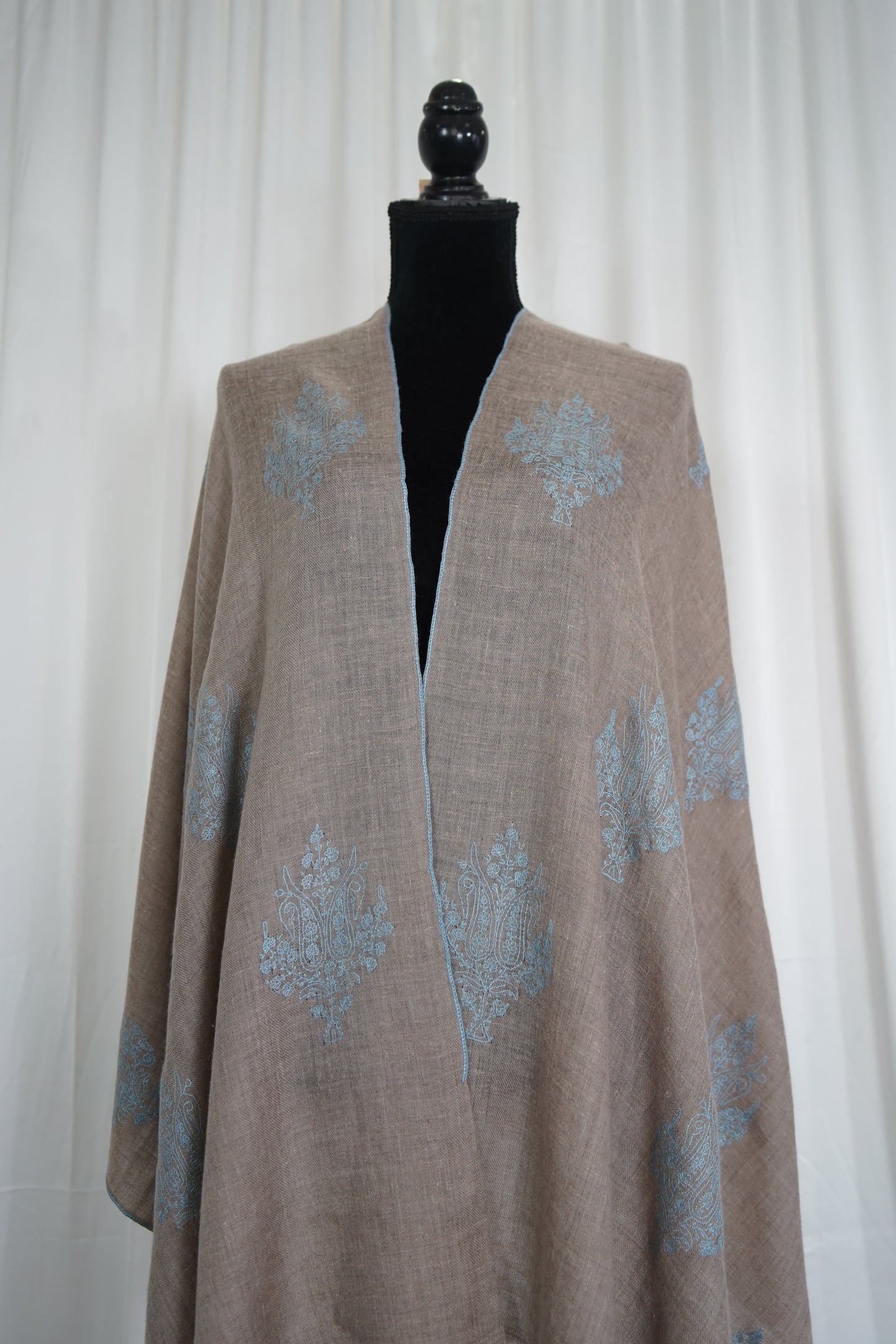 natural butis GI embroidery pashmina stole 9543