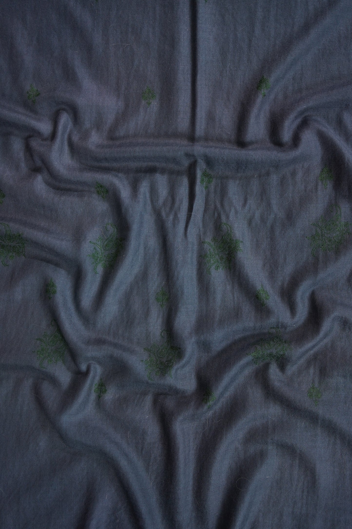 greyish indigo blue butis GI embroidery pashmina stole 9544
