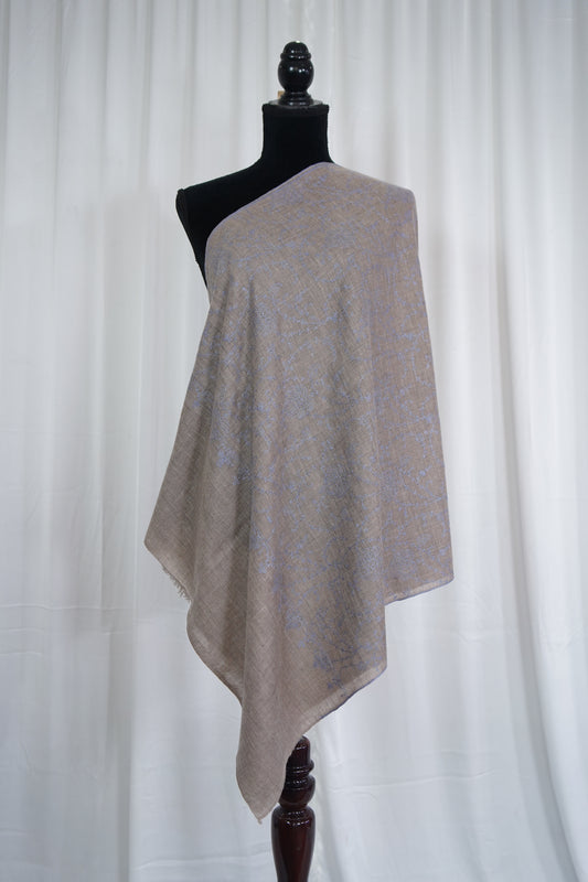 Natural GI jaali embroidery pashmina stole 9545