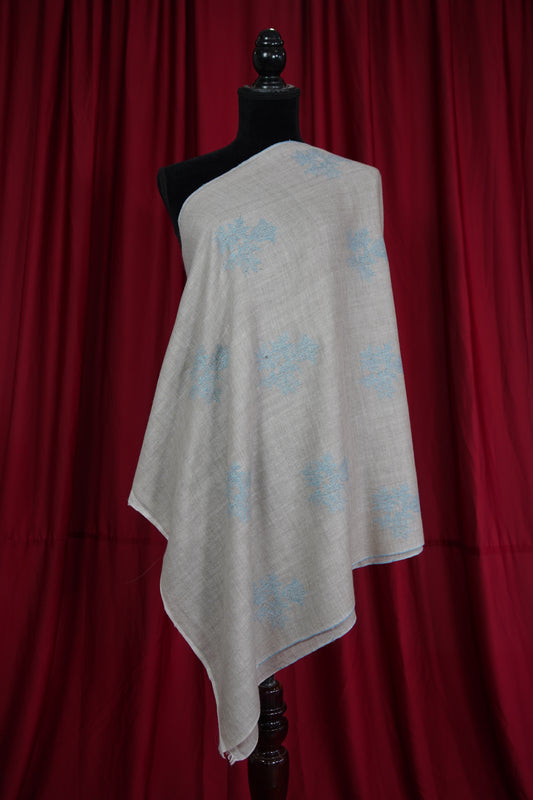 light natural butis GI embroidery pashmina stole 9548