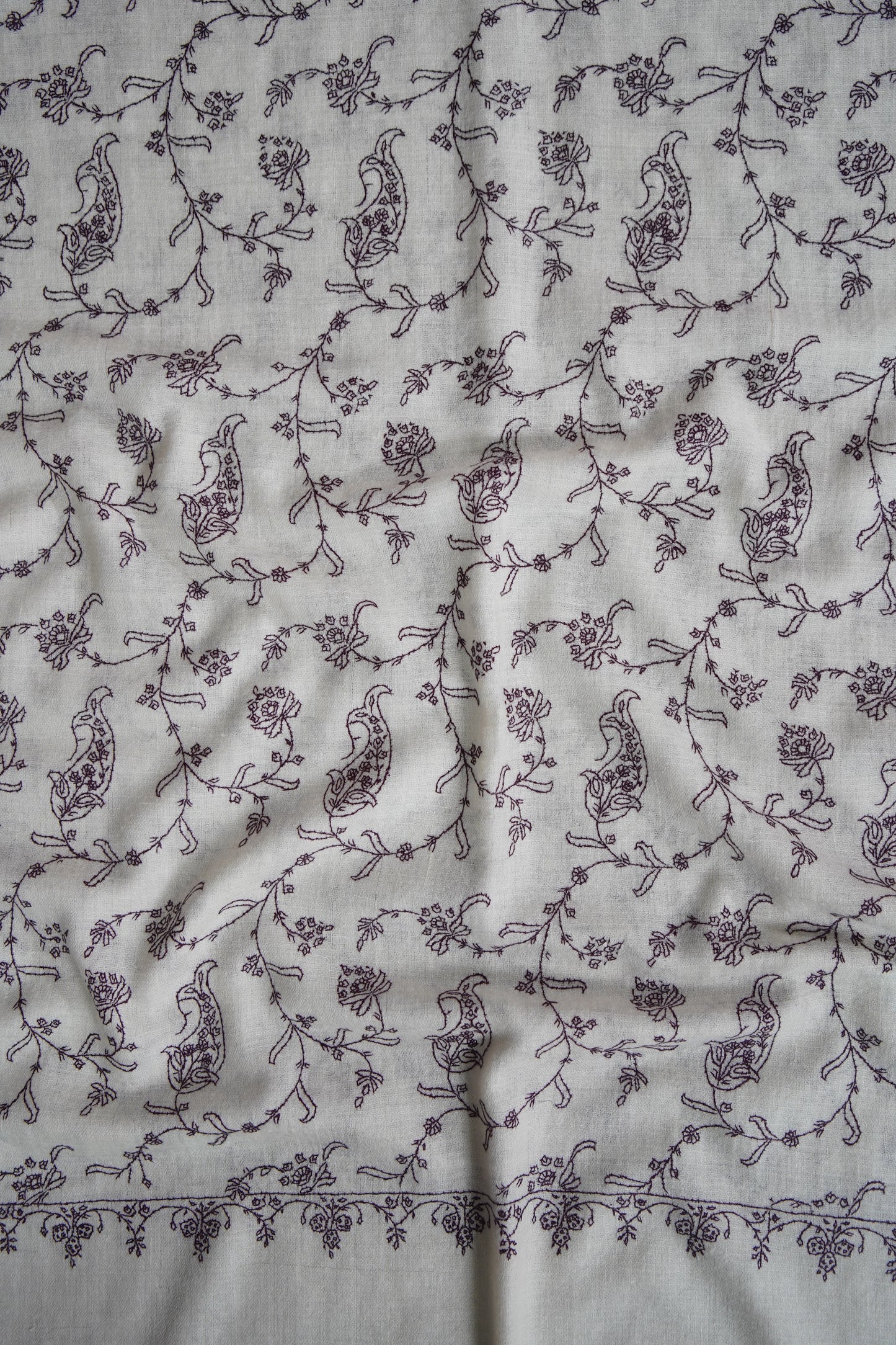 pearl white GI jaali embroidery pashmina stole 9551