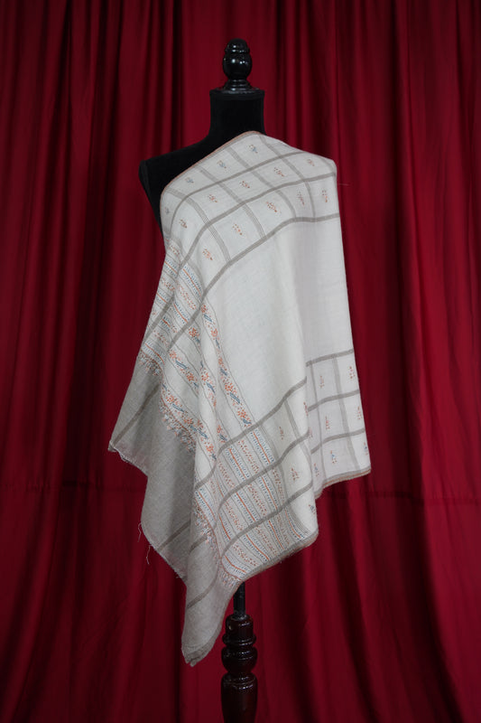 off white GI embroidery pashmina stole 9552