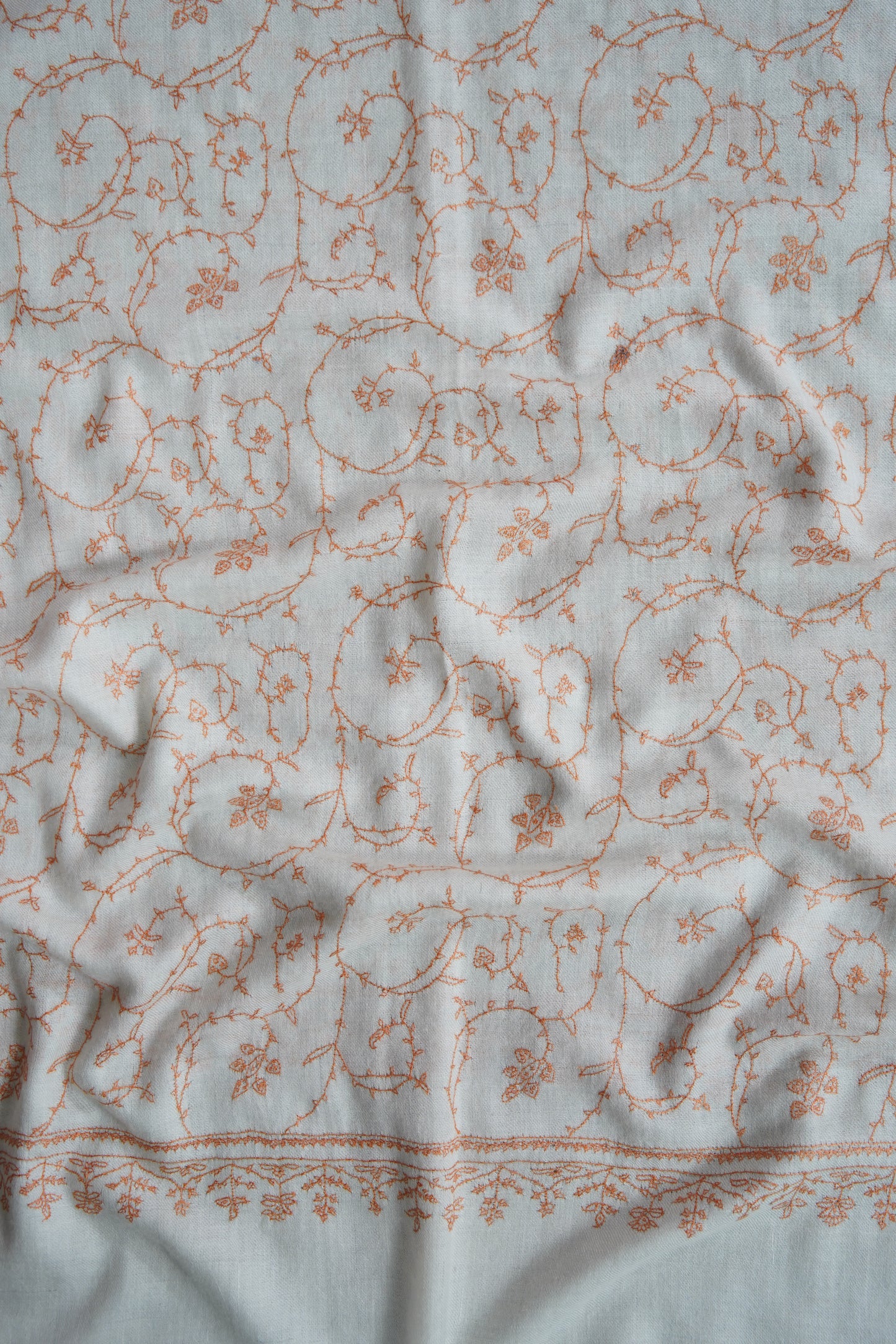 white GI jaali embroidery pashmina stole 9553