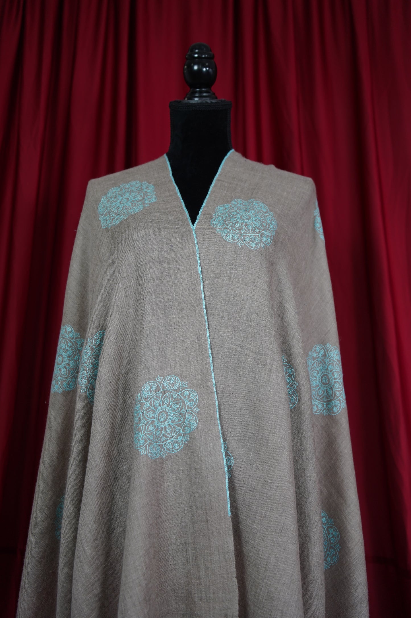 natural butis GI embroidery pashmina stole 9556