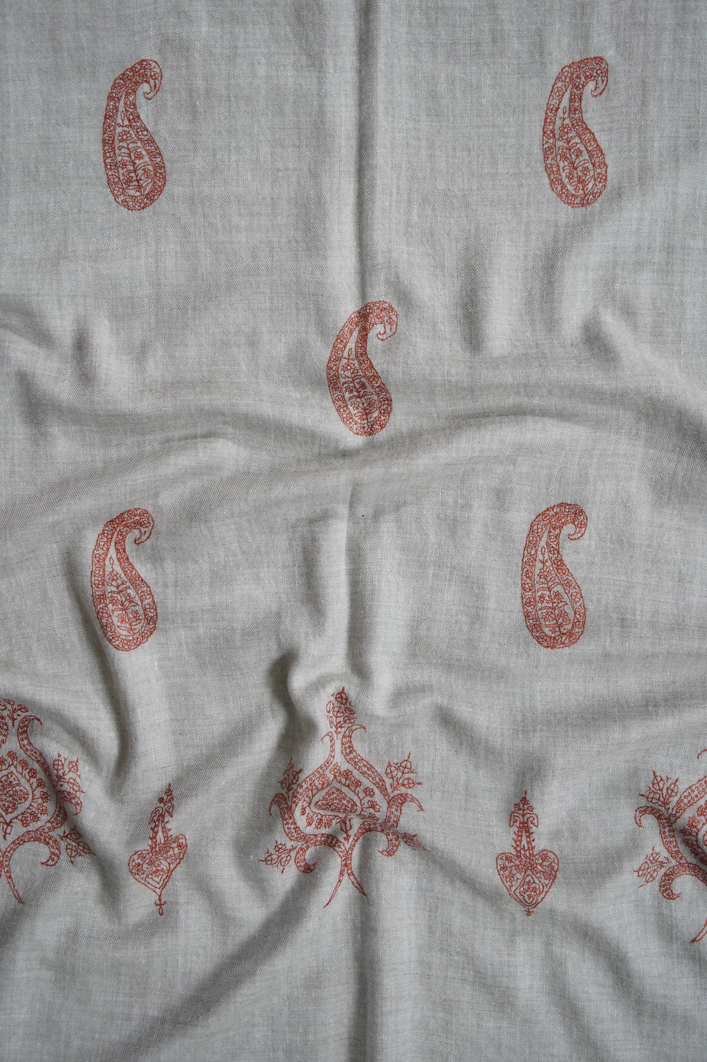 light natural butis GI embroidery pashmina stole 9558