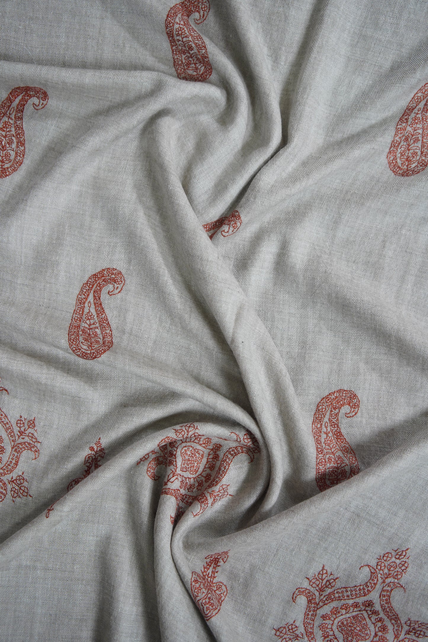 light natural butis GI embroidery pashmina stole 9558