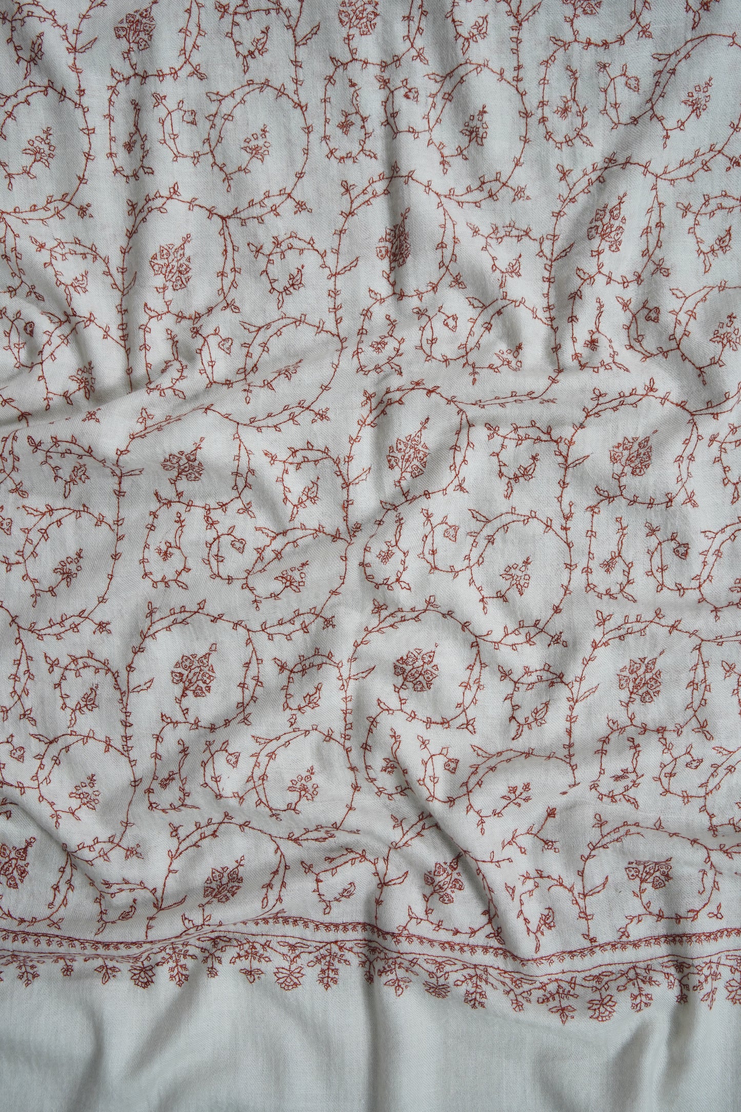 snow white GI jaali embroidery pashmina stole 9561
