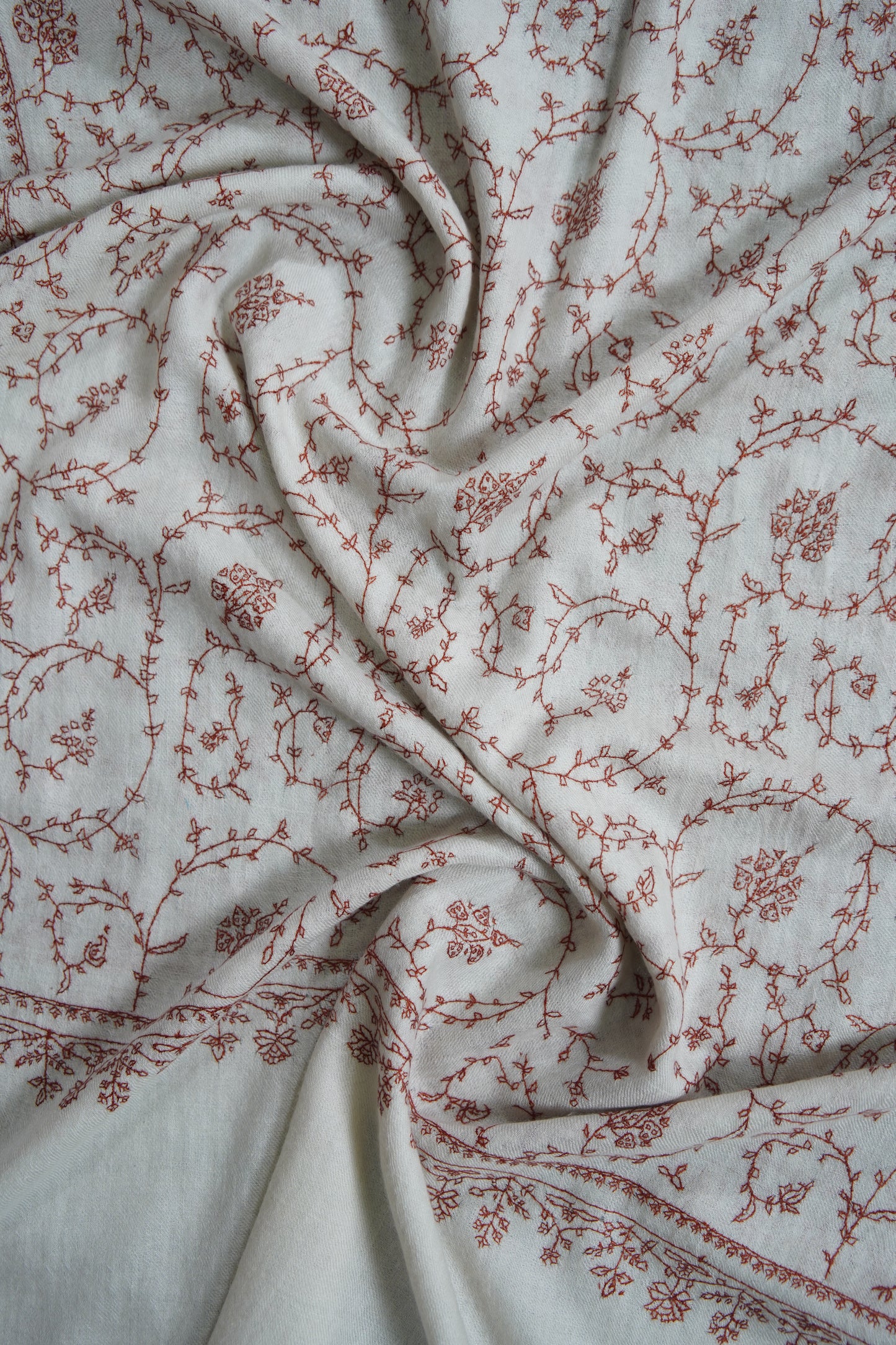 snow white GI jaali embroidery pashmina stole 9561