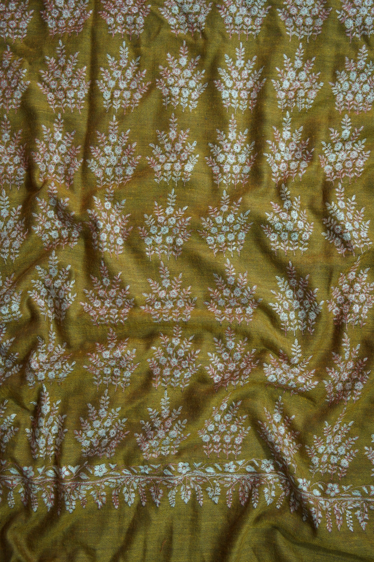 mustard and brown reversible embroidery pashmina shawl 9564