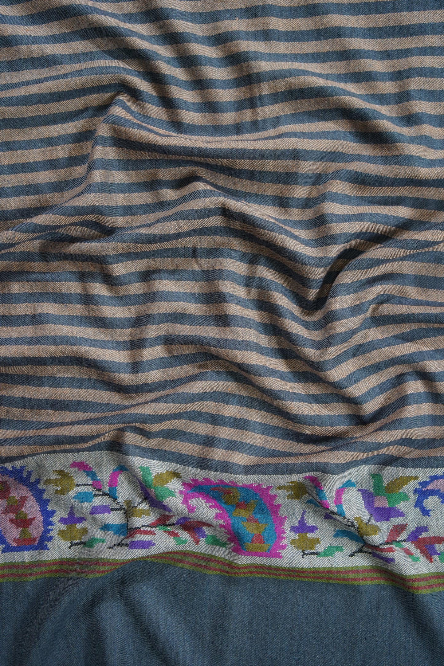 oxford blue striped kani palla stole 9580