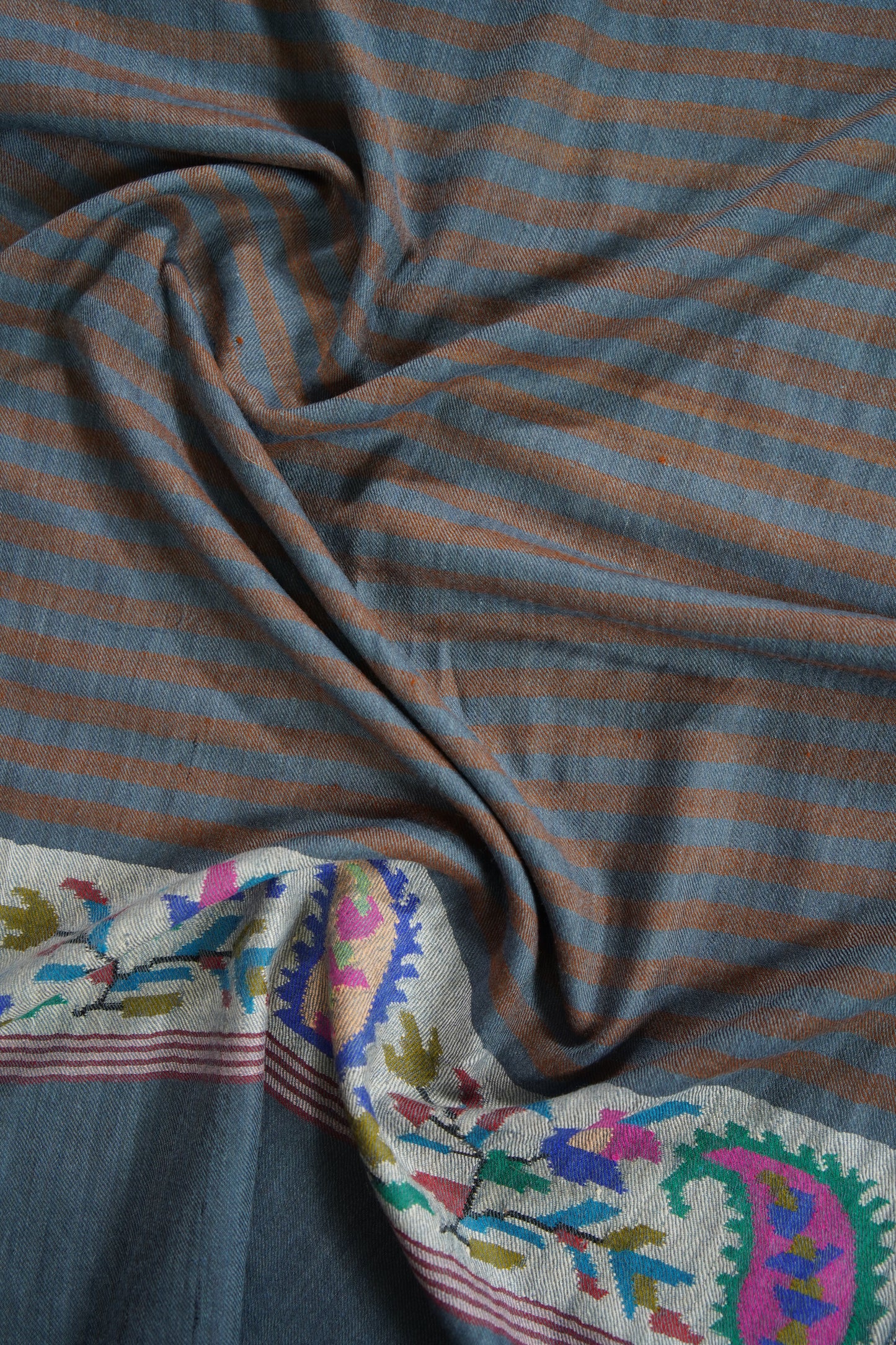 oxford blue striped kani palla stole 9582