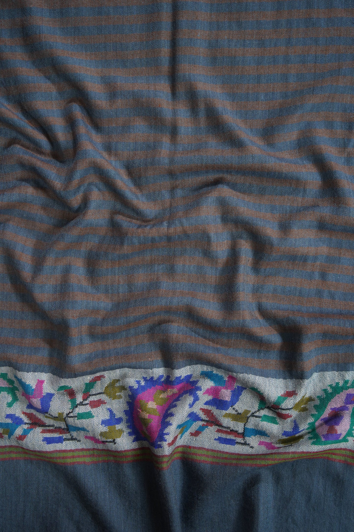 oxford blue striped kani palla stole 9586