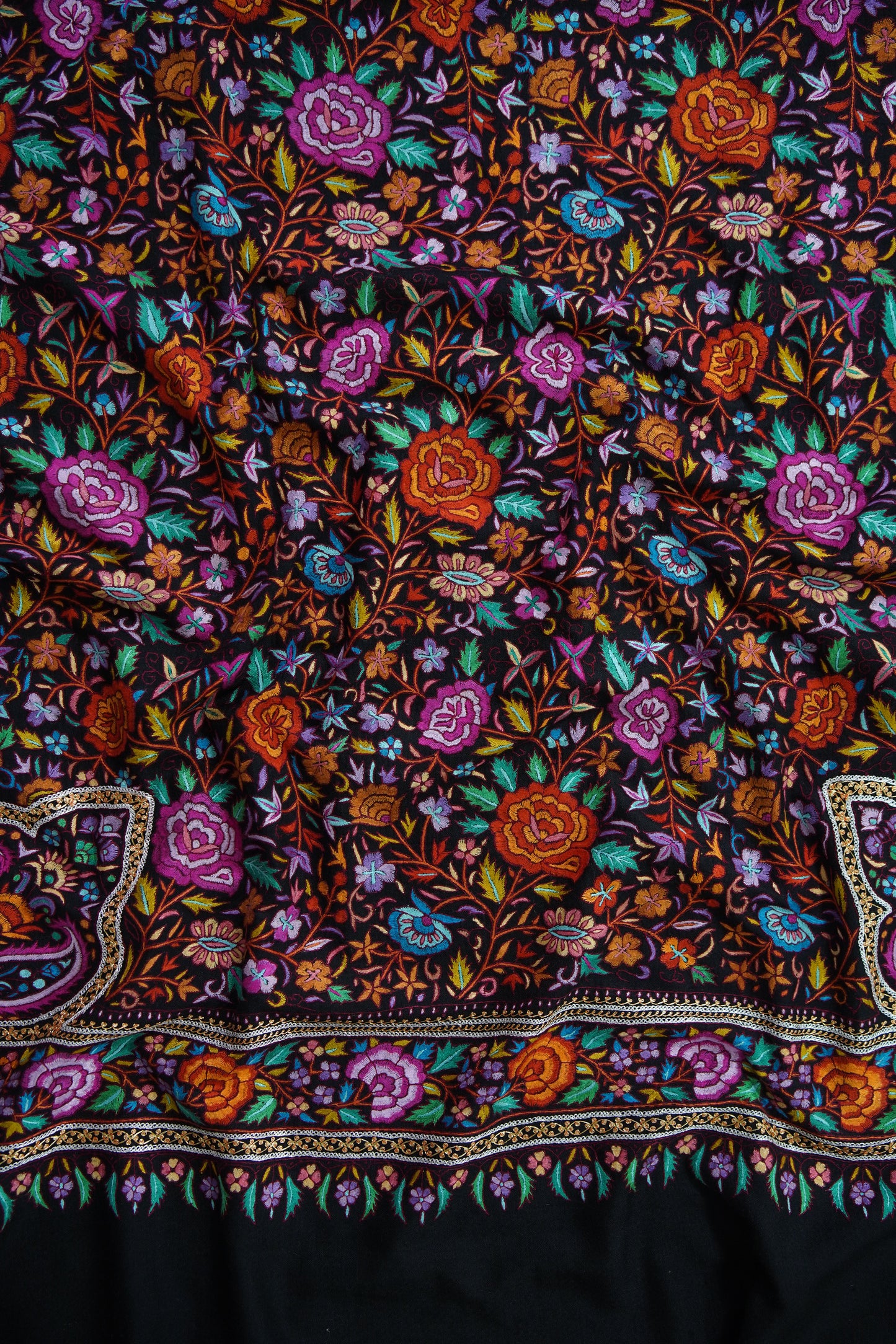 black GI jamma embroidery pashmina shawl 9597