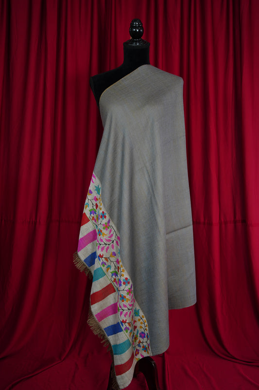 dolphin grey and yellow reversible kani palla shawl 9600