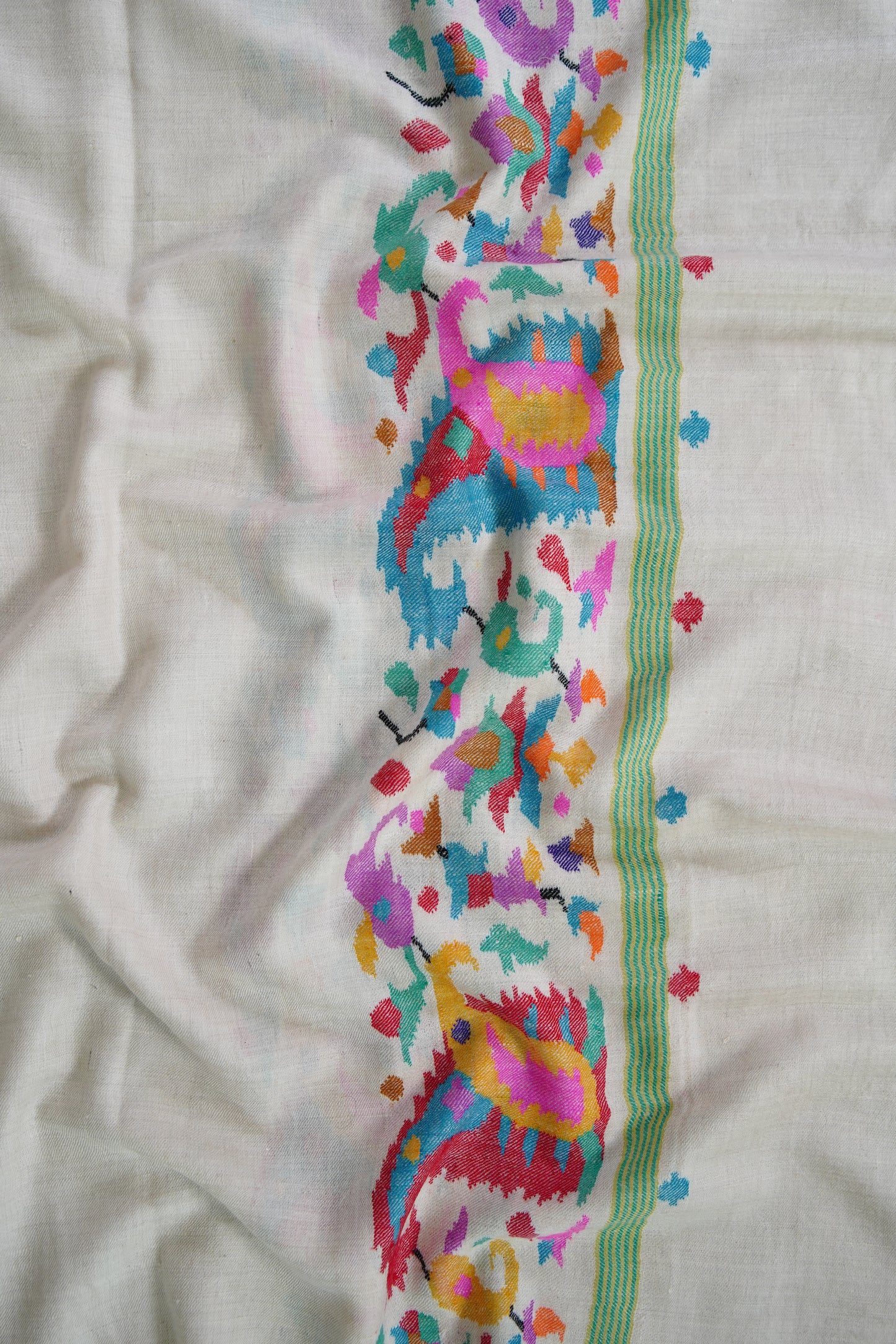 pure white kani palla shawl 9601