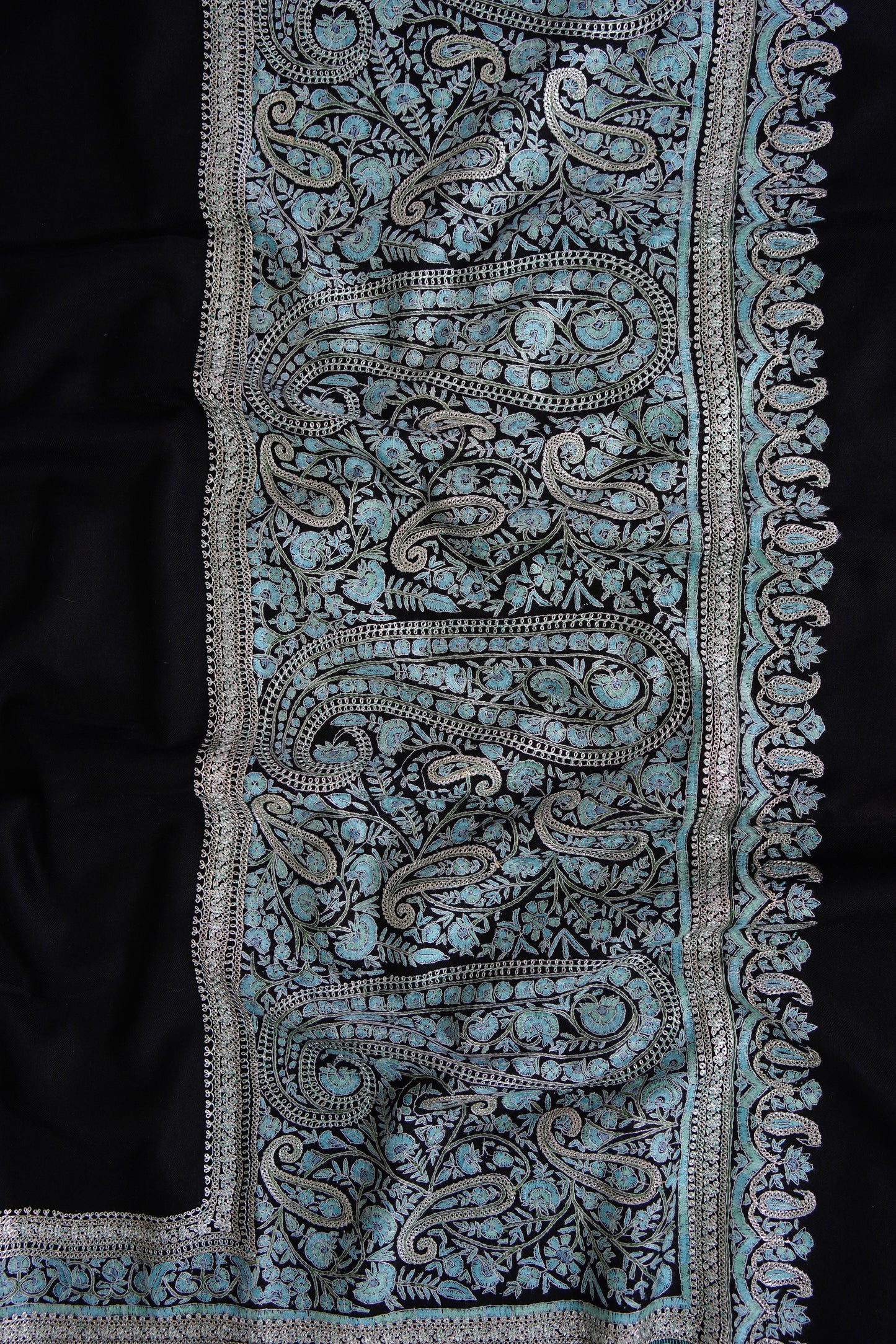 black GI tilla embroidery pashmina shawl 9609