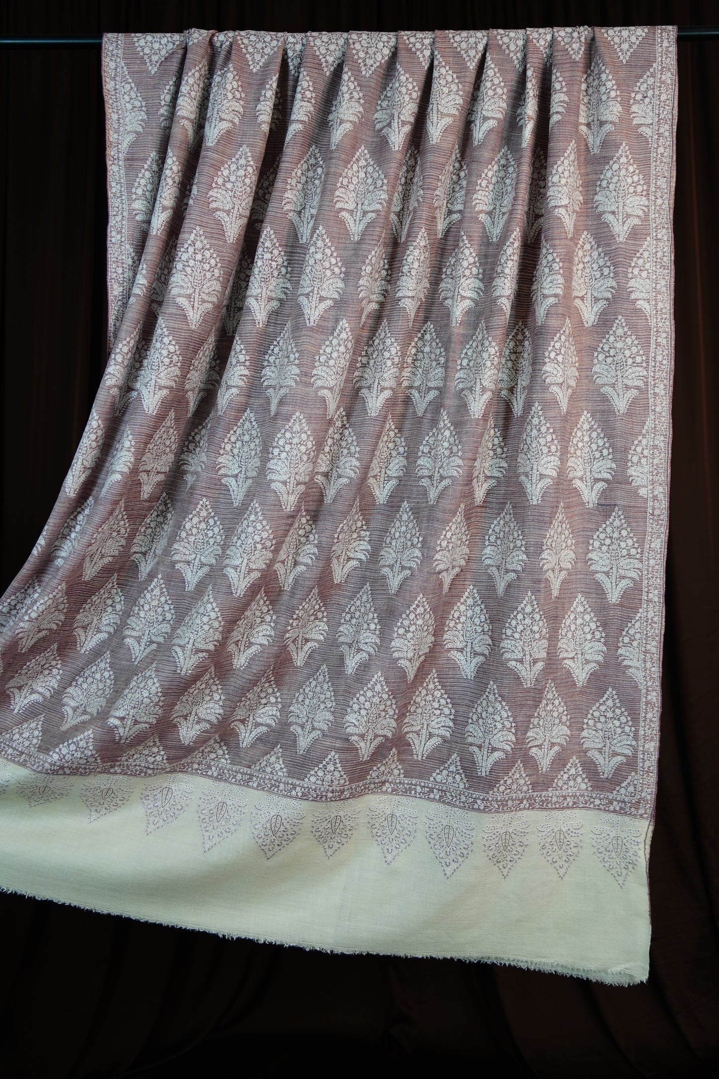 light hibiscus XL butis jamma embroidery GI pashmina shawl 9610