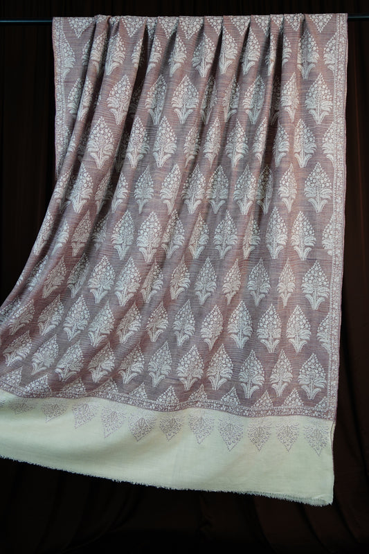 light hibiscus XL butis jamma embroidery GI pashmina shawl 9610