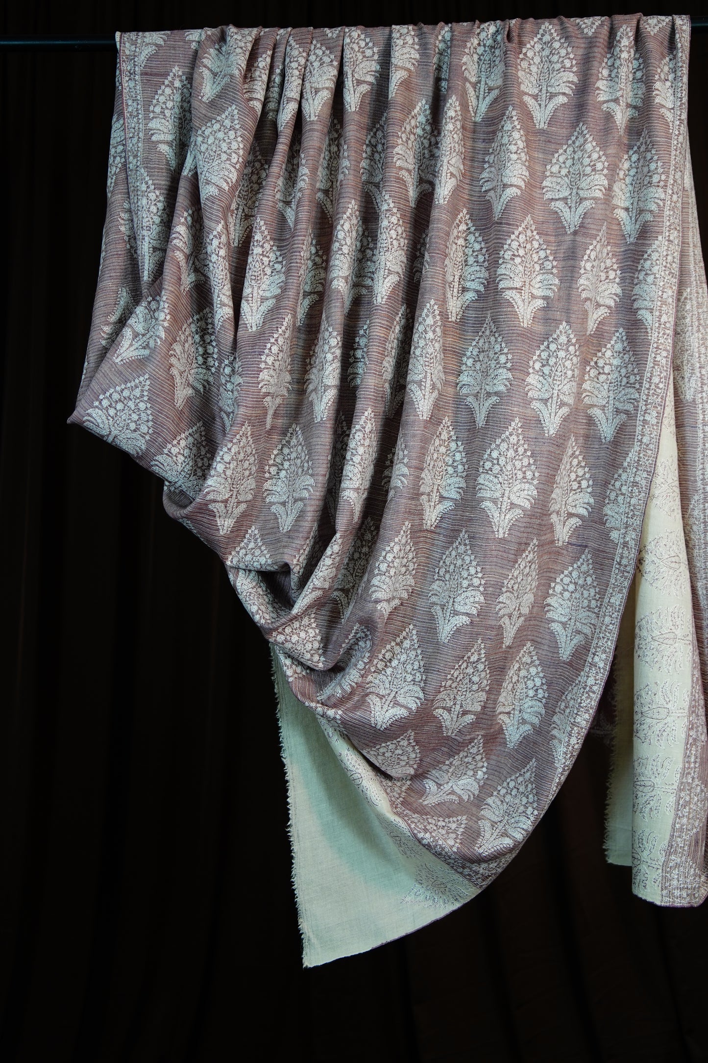 light hibiscus XL butis jamma embroidery GI pashmina shawl 9610