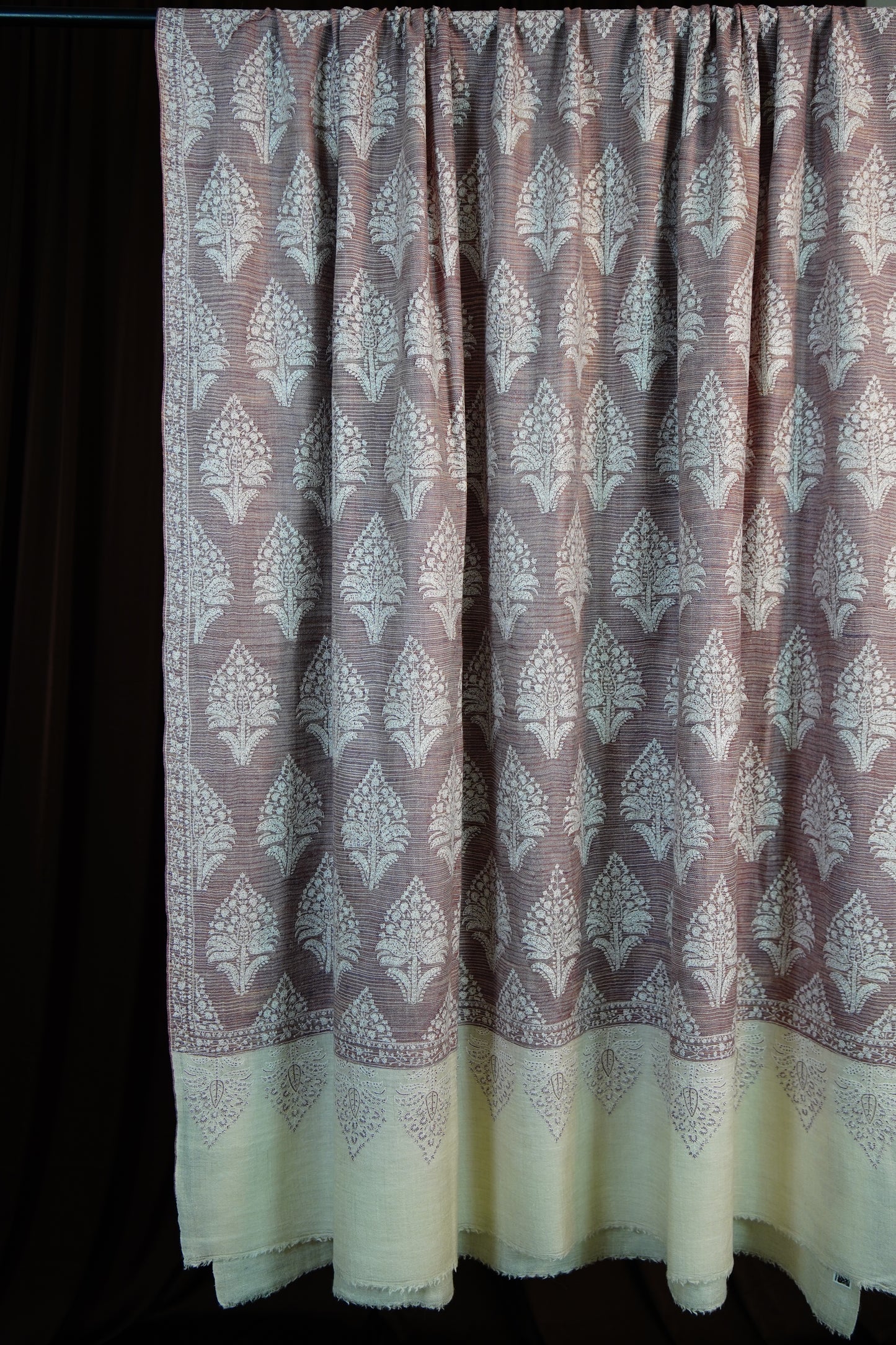 light hibiscus XL butis jamma embroidery GI pashmina shawl 9610