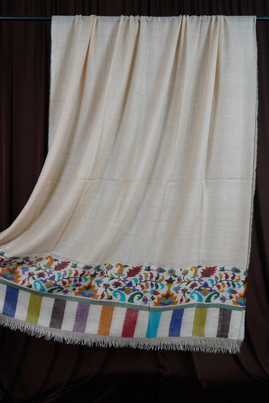 Creamy white XL GI kani palla shawl 9612