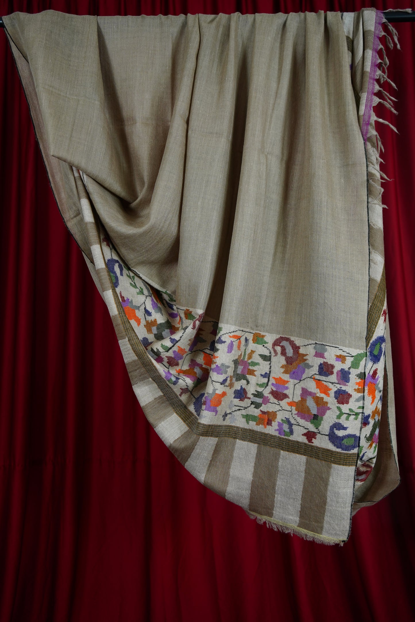 Flax Natural XL GI kani palla shawl 9613