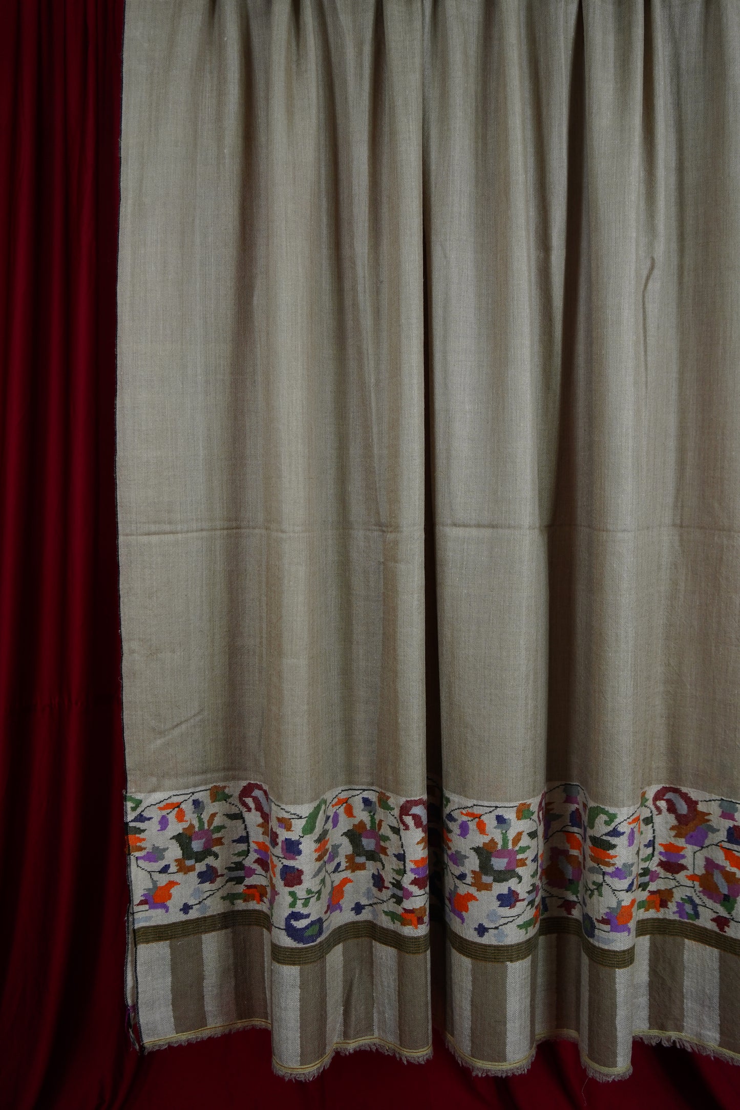 Flax Natural XL GI kani palla shawl 9613