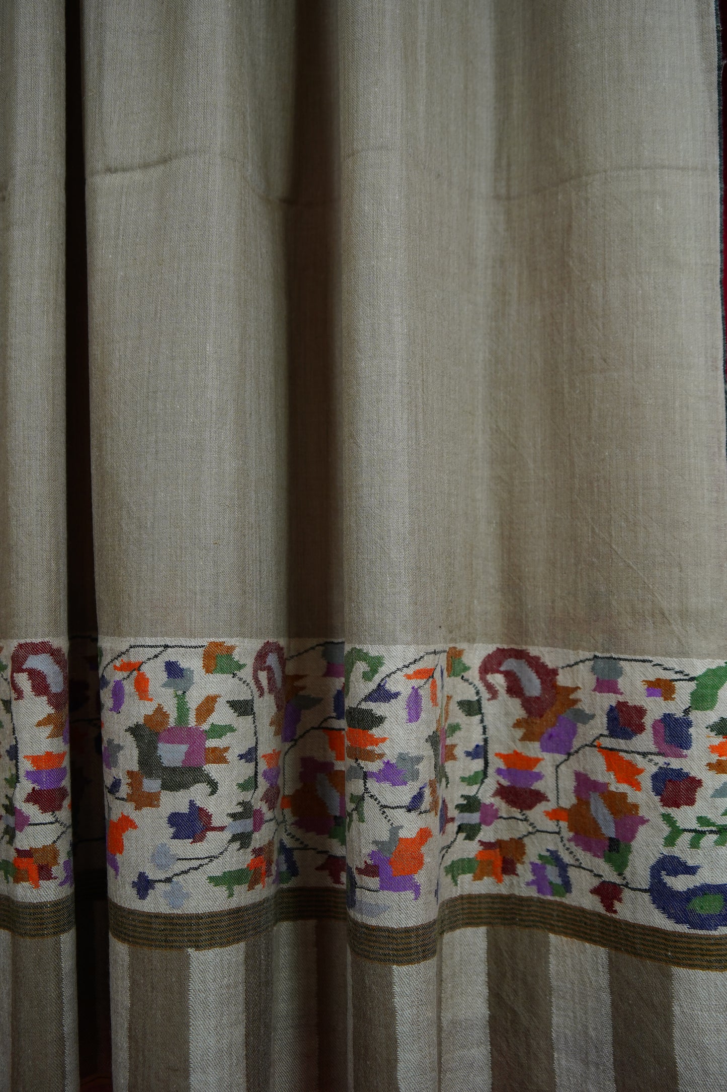 Flax Natural XL GI kani palla shawl 9613