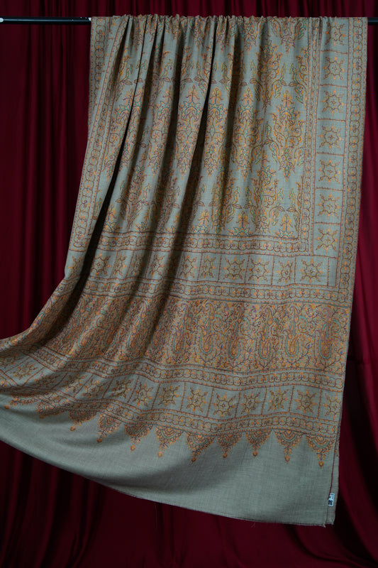 natural XL jamma embroidery GI pashmina shawl 9614