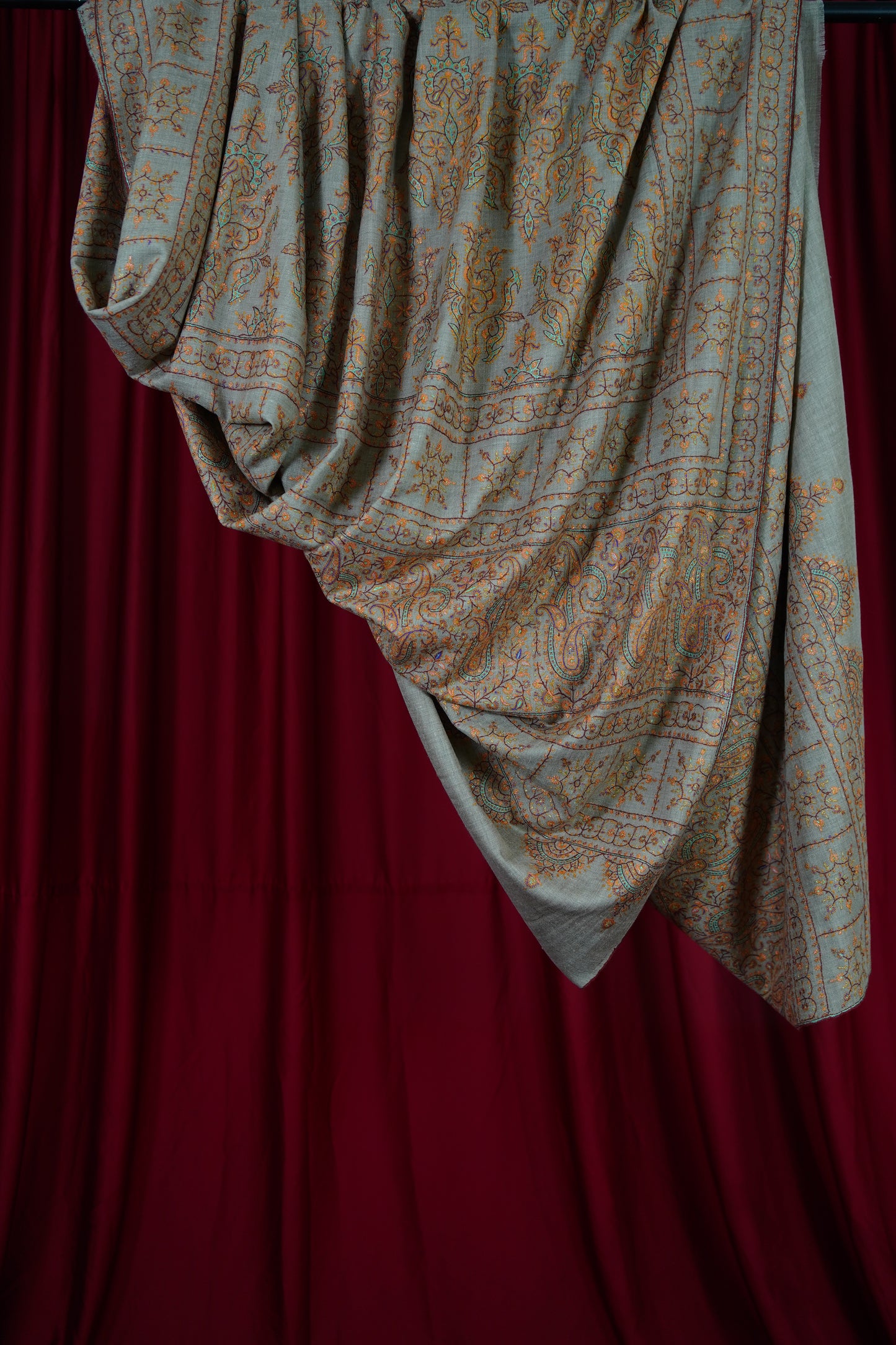 natural XL jamma embroidery GI pashmina shawl 9614