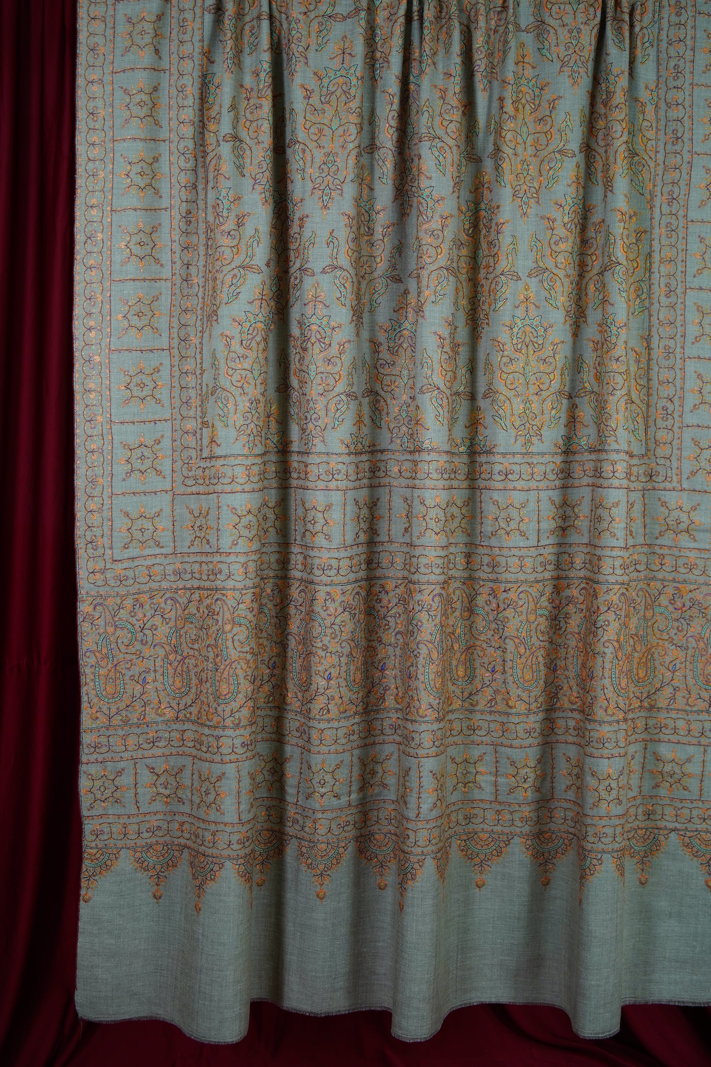 natural XL jamma embroidery GI pashmina shawl 9614