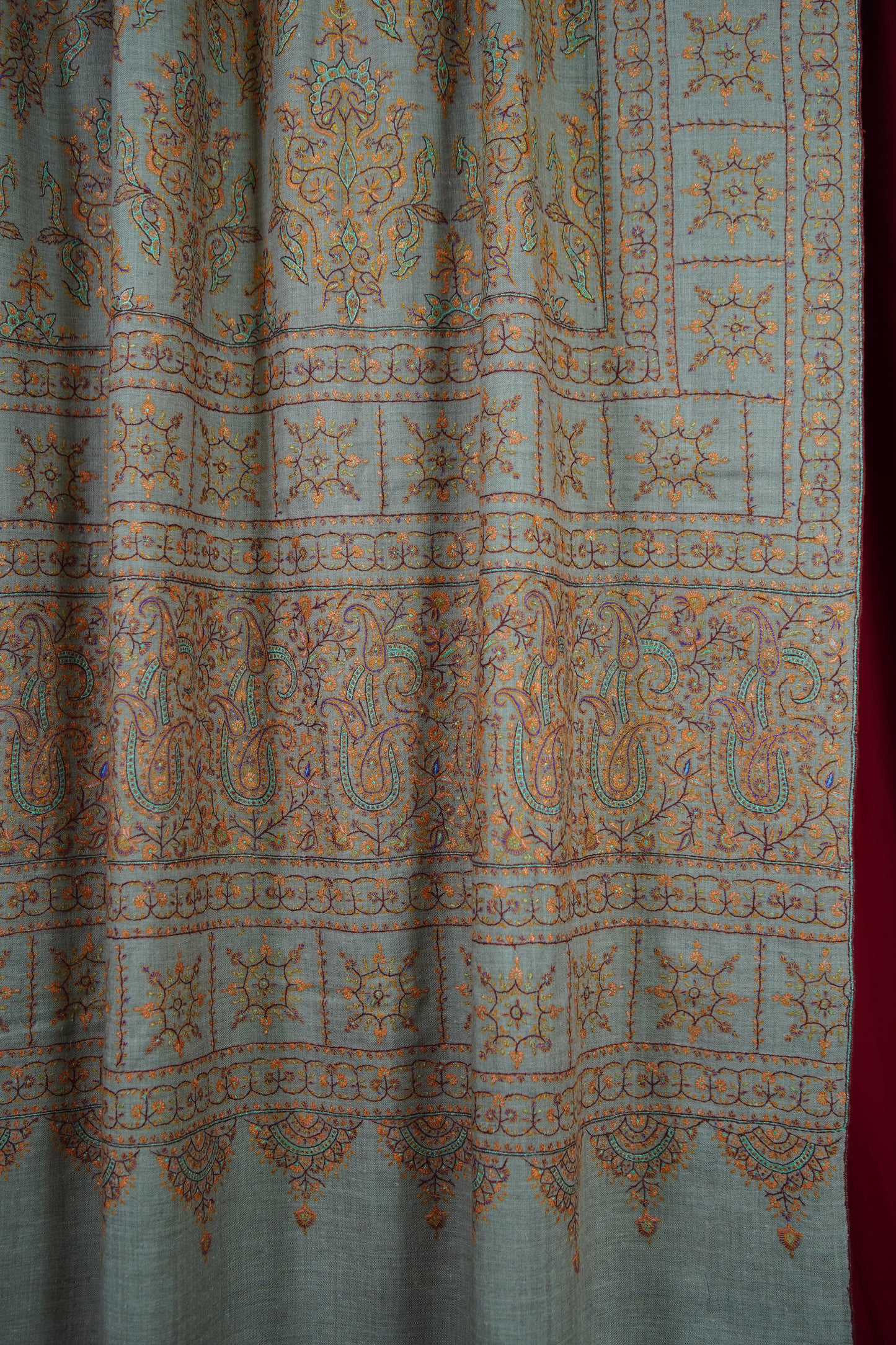 natural XL jamma embroidery GI pashmina shawl 9614