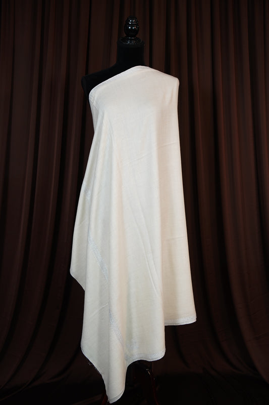 white GI embroidery pashmina shawl 9618