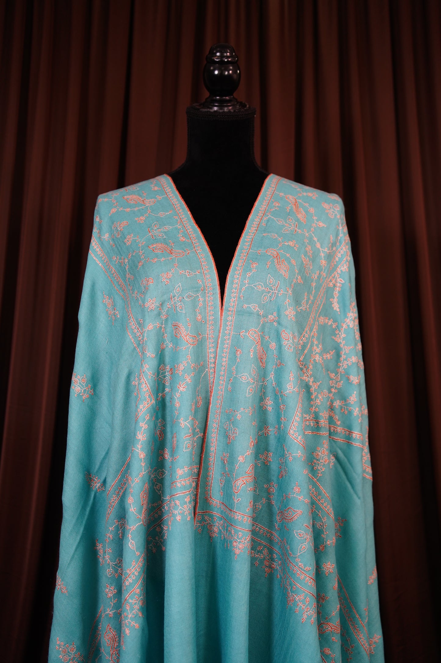 carolina blue GI embroidery pashmina shawl 9619