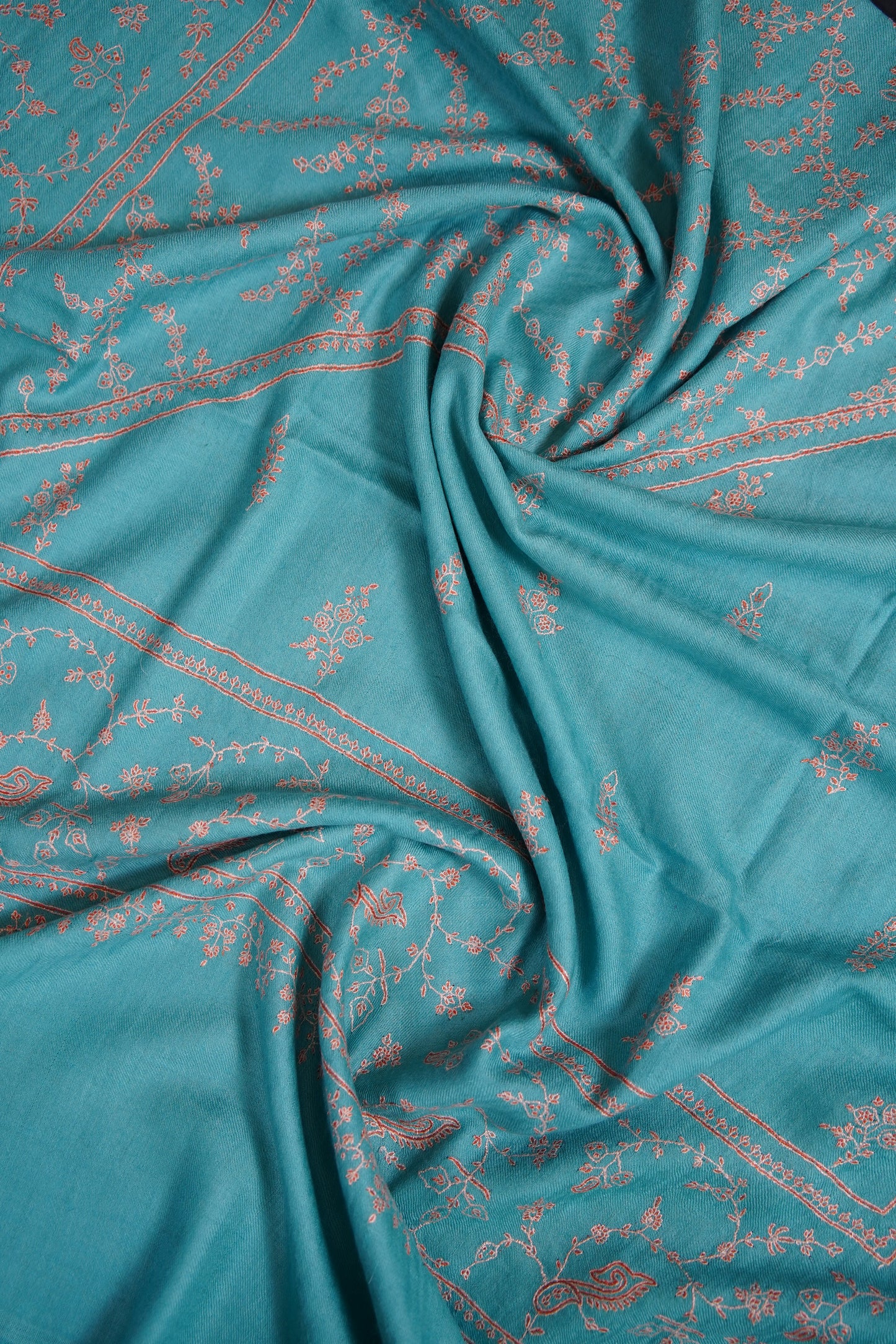 carolina blue GI embroidery pashmina shawl 9619