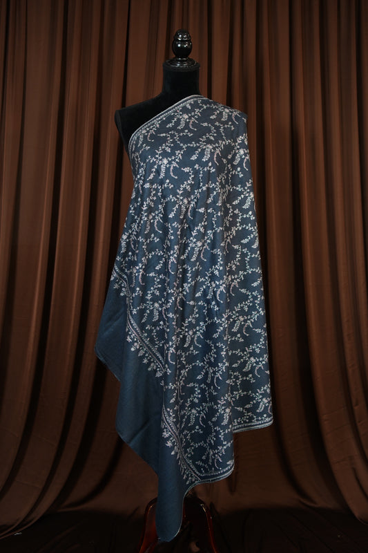 anchor gray GI jaali embroidery pashmina shawl 9623