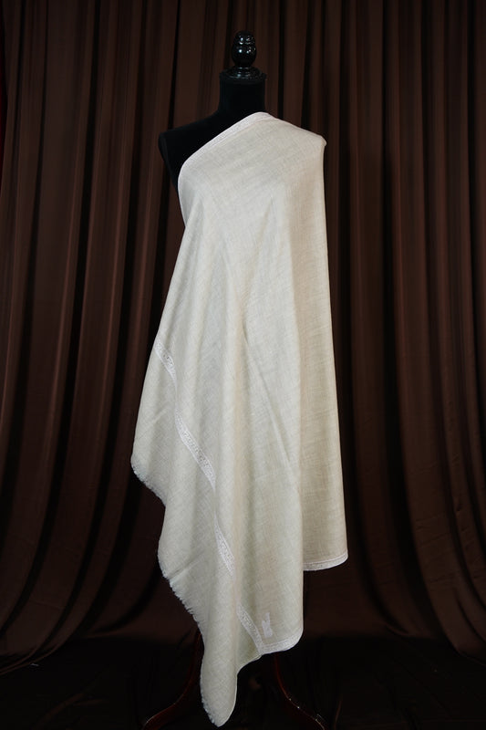 white GI embroidery pashmina shawl 9624